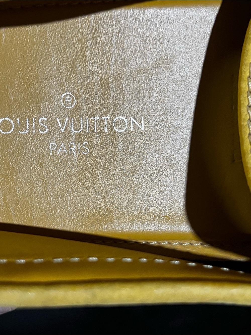 Louis Vuitton Yellow Pebbled Leather Driving Moccasins with Black Rubber Studs - Picture 4 of 6